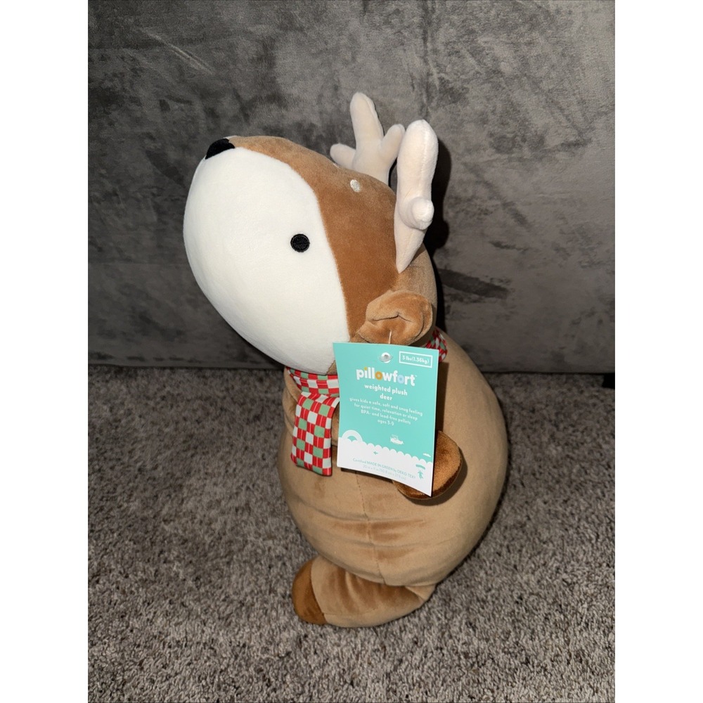 Pillowfort Holiday Brown Deer Weighted Plush Kids' Throw Pillow